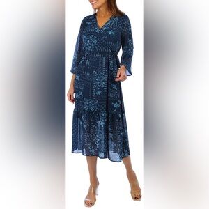 Lucky Brand paisley wrap flare dress XL